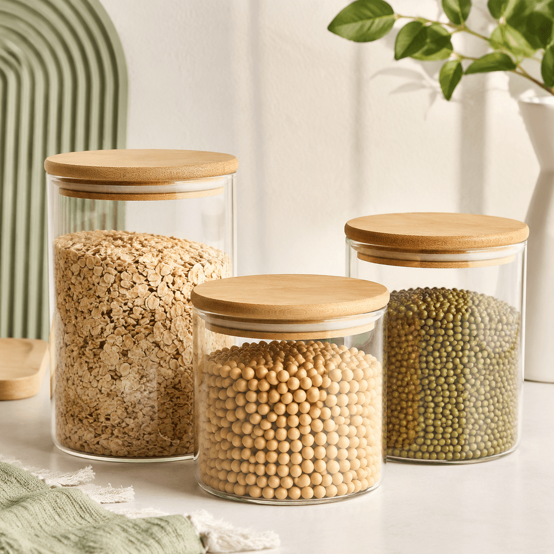 Glass Pantry Jar Set of Three