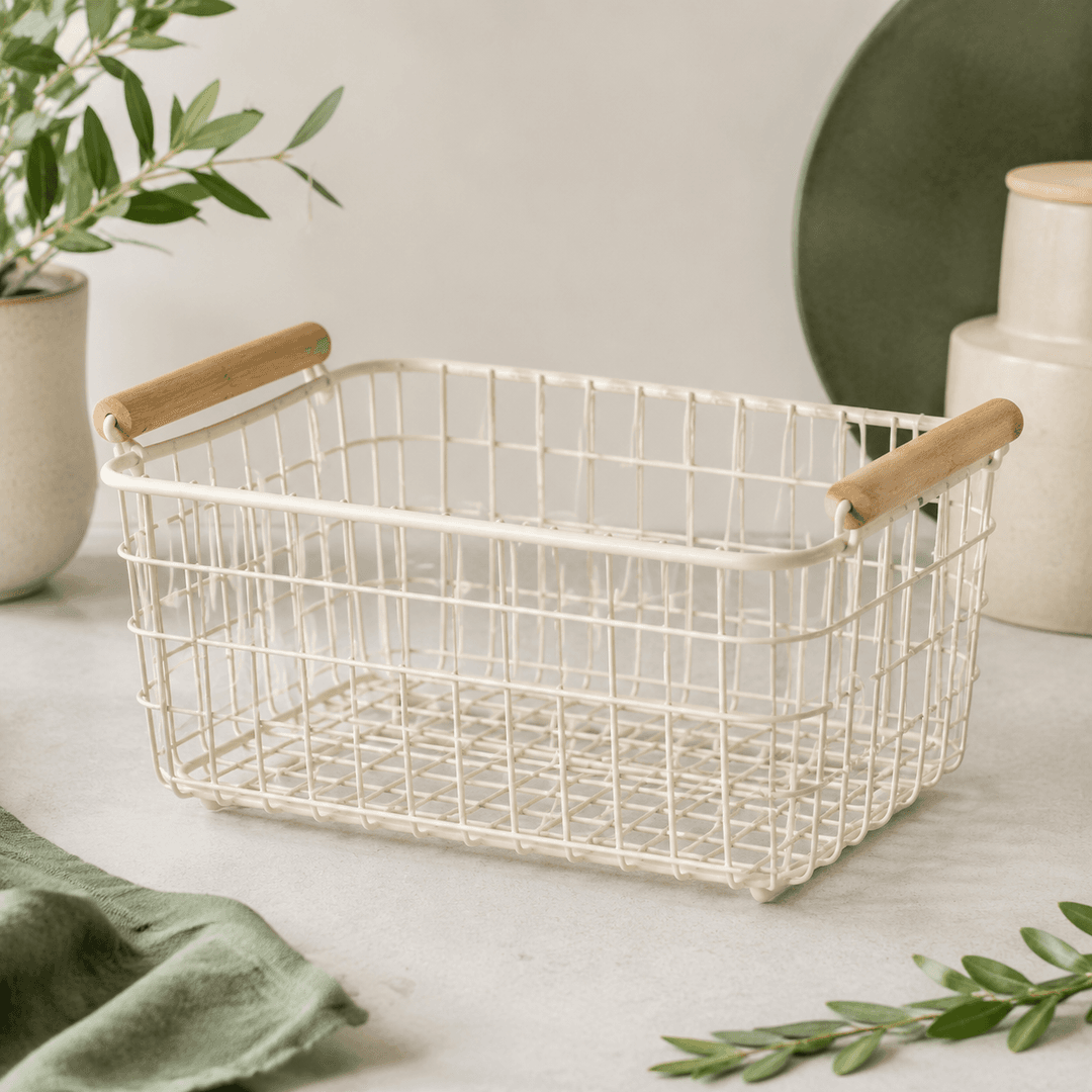 Cream Wire Storage Basket