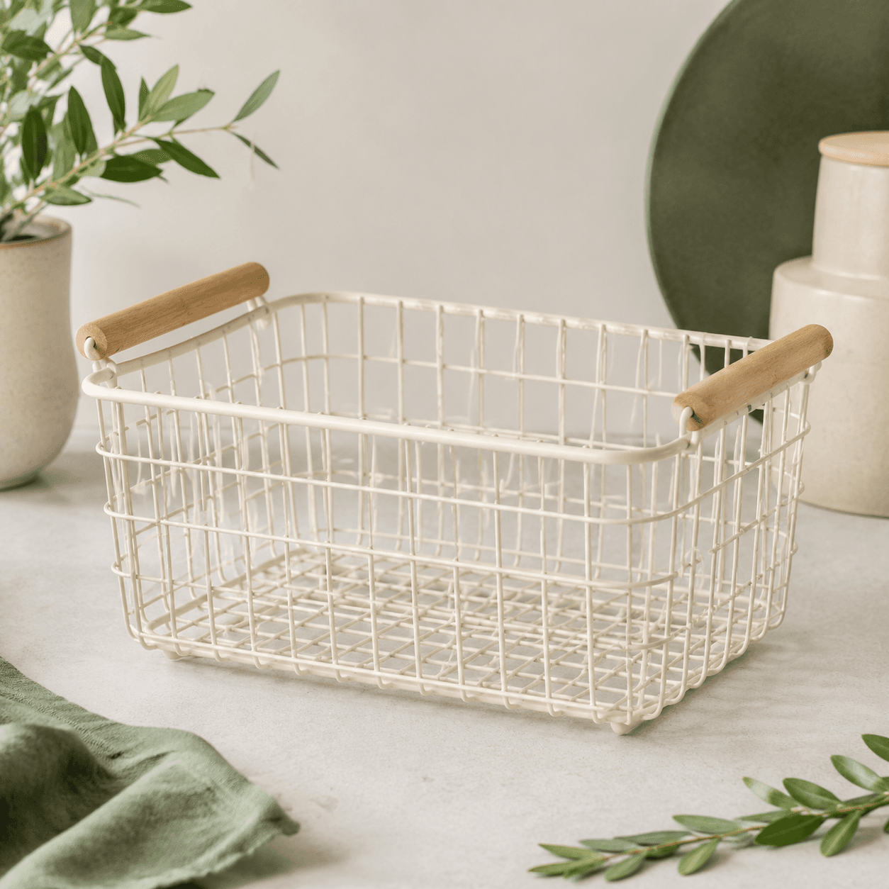 Cream Wire Storage Basket